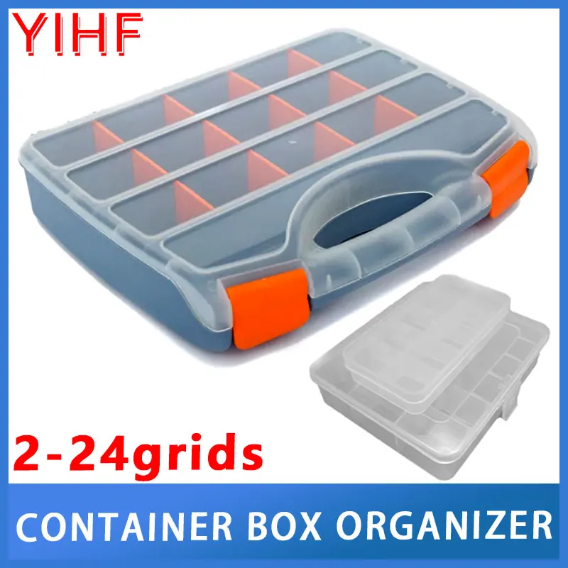 2-24 Grids Screw Box Container Organizer Plastic Transparent Compartment Adjustable Storage Box For Jewelry Button Hardware Tool