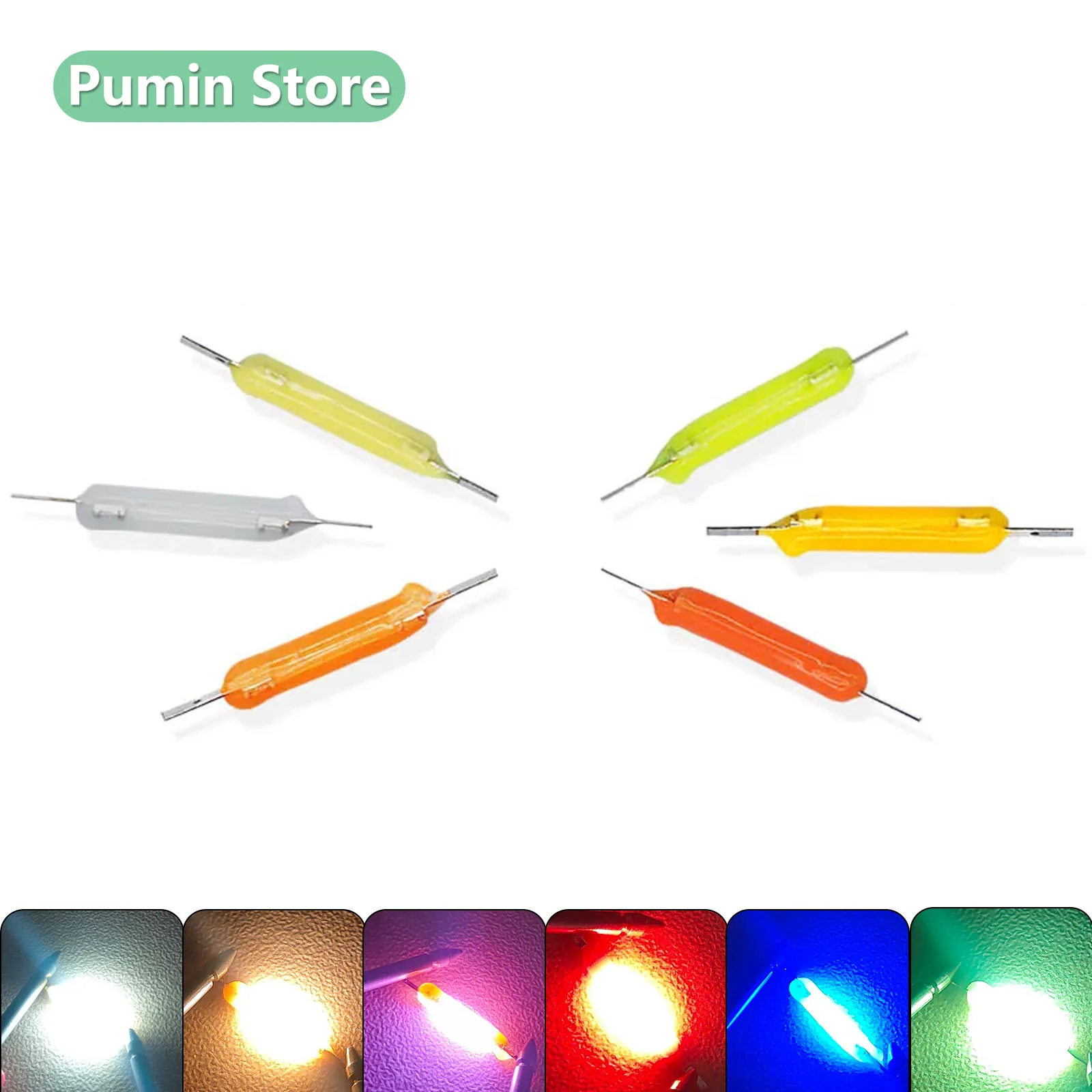 20pcs LEDs filament led 3V Edison Bulb Incandescent Lamp 19mm 50mA  Red Blue Warm White Pink Green Diode light tubes Holiday