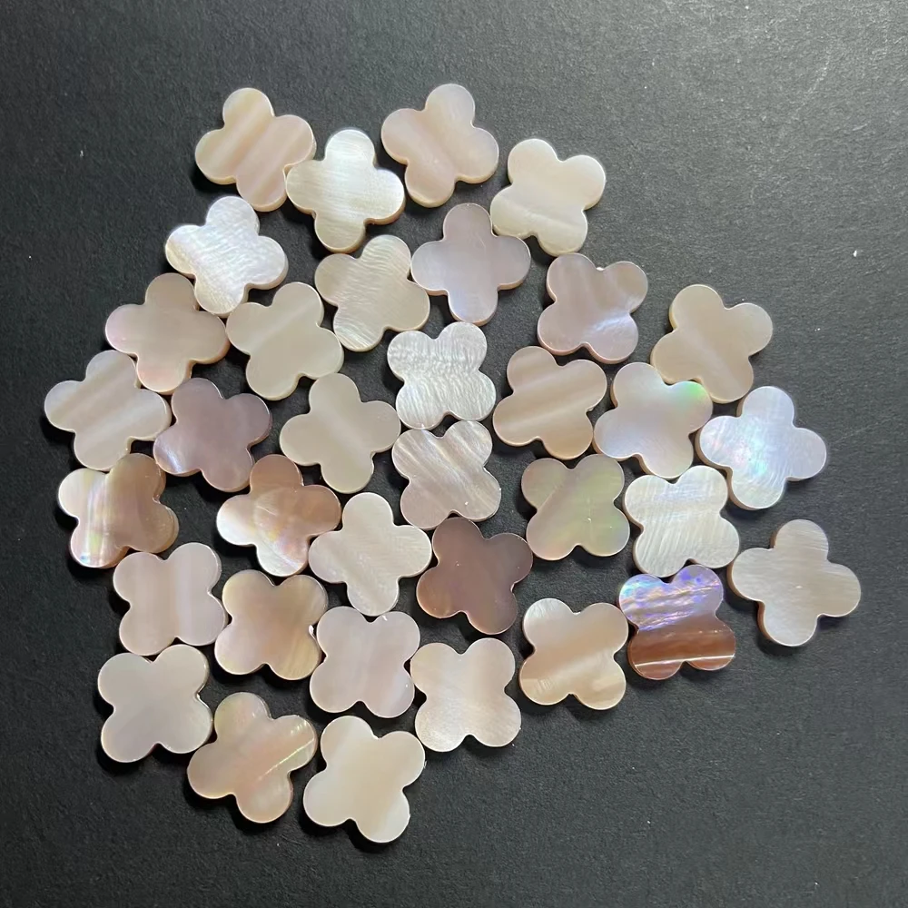 

8mm to 13mm Natural Pink Shell Four Leaf Clover Flower Gemstones On Sale