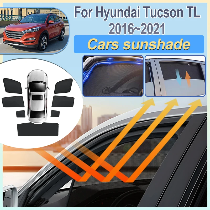 

For Hyundai Tucson TL 2017 2016-2021 MK3 Mesh Sunshades Car Side Window Foldable Mesh Cover Sun Visor Protector Auto Accessories