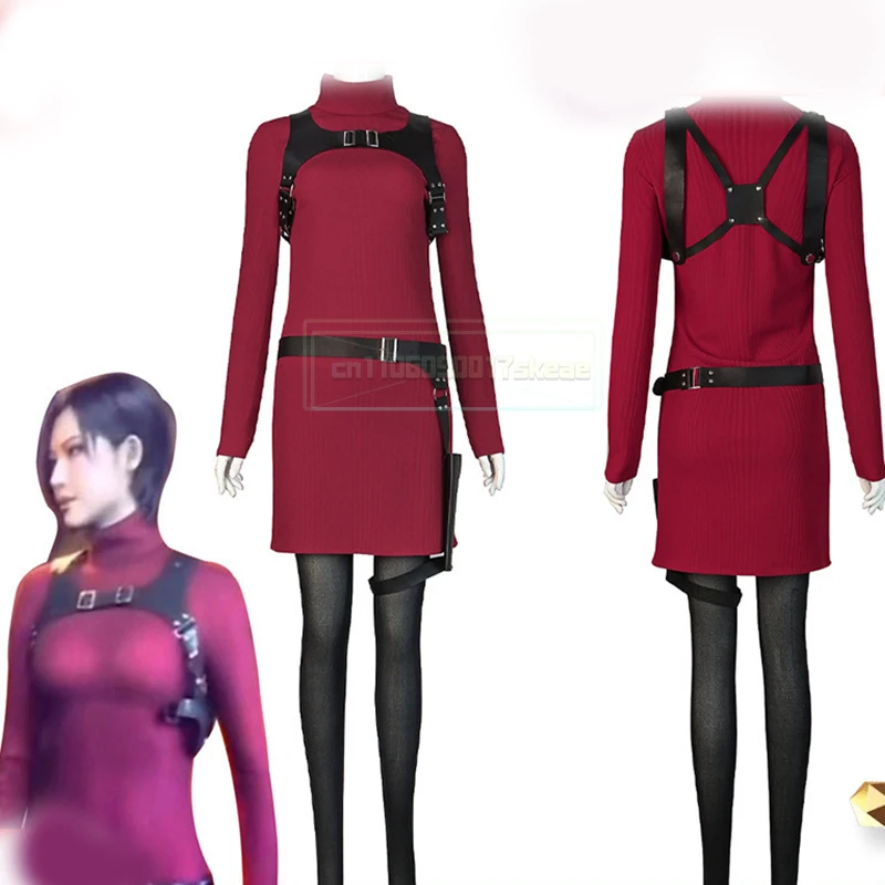 

Resident Evil 4 Remake Ada Wong Dress Red Cosplay Costume Halloween Costume Masquerade Dress Up Carnival Party Outfit for Women