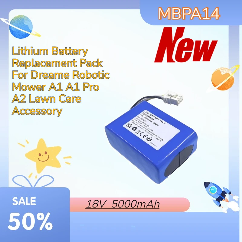 5000mAh MBPA14 Spare Lithium Battery Replacement Pack For Dreame Robotic Mower A1 Pro A2 Lawn Care Accessory