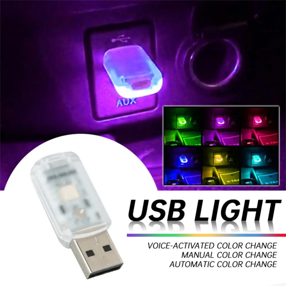 

Car USB Ambient Light DJ RGB Mini Colorful Music Sound Led USB Interface Holiday Party Atmosphere Interior Dome Trunk Lamp