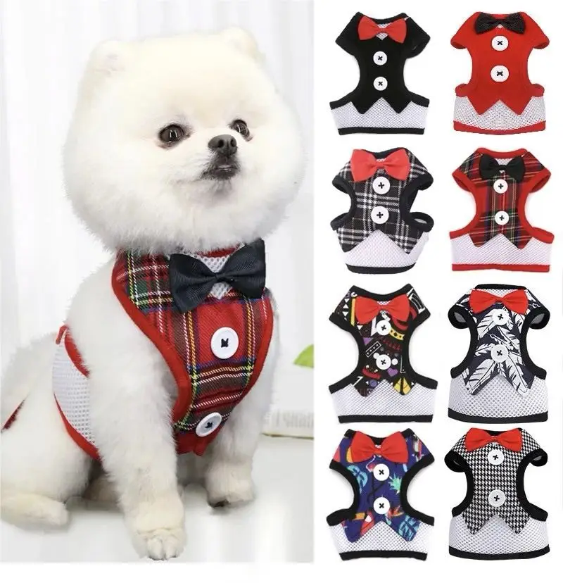 Elegant Bow Dog Collars Necktie Traction Rope Christmas Pet Harness for Small Medium Dogs Cat Chest Strap Dog Accessories Gifts