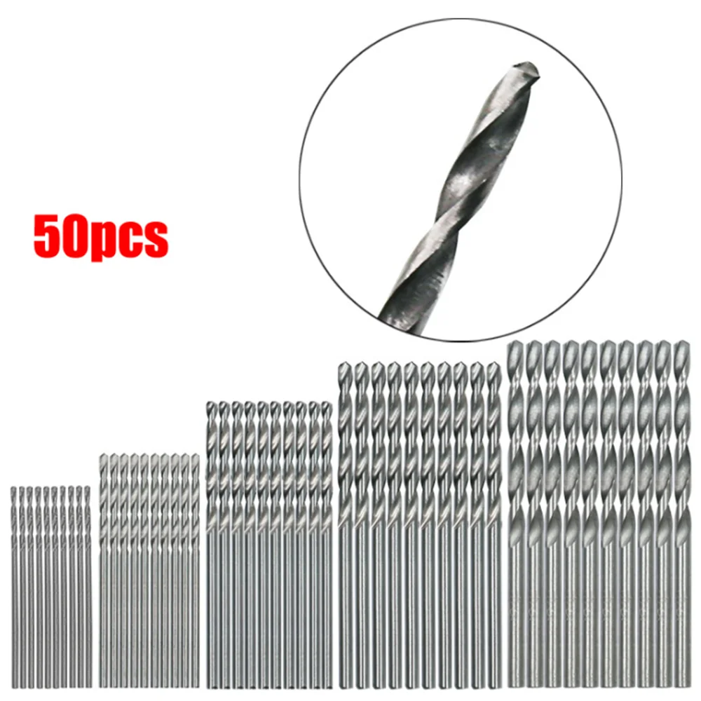 50pc titanium plated twist drill set 1-3mm small drill bit electric drill drilling set DIY woodworking drilling and opening tool
