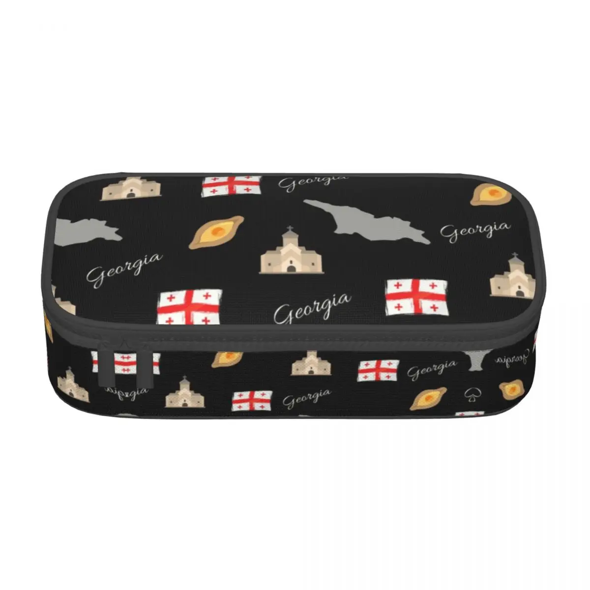 Custom Georgia Flag Mao Kawaii Pencil Cases Girls Boys Georgian Proud Patriotic Pencil Bag Pouch Students Stationery