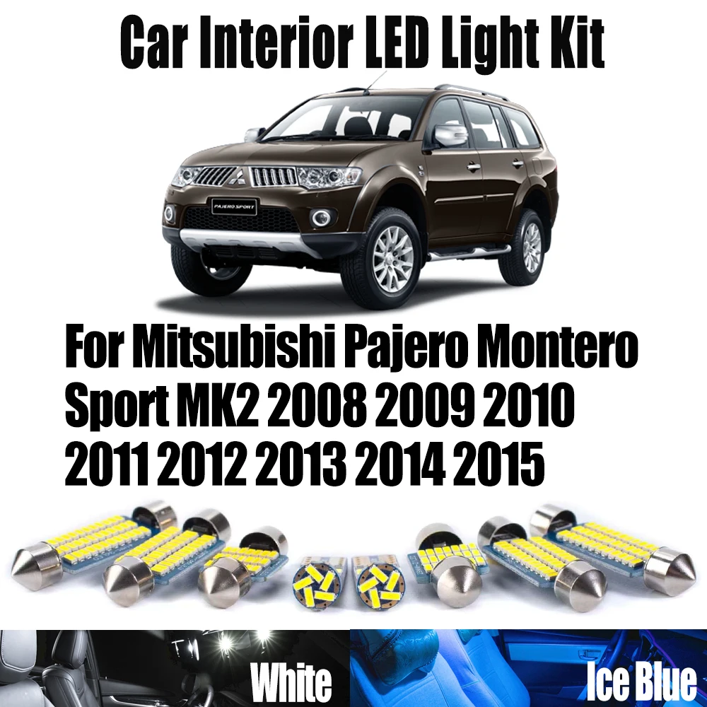 

17 шт. светодиодные внутренние автомобильные лампы для чтения, комплект освещения для Mitsubishi Pajero Montero Sport MK2 2008 2009 2010 2011 2012 2013 2014 2015