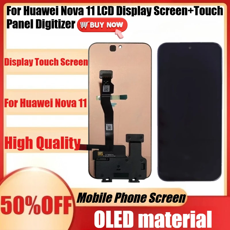 

New OLED for Huawei Nova 11 LCD Display Screen+Touch Panel Digitizer Nova11 Display with Frame