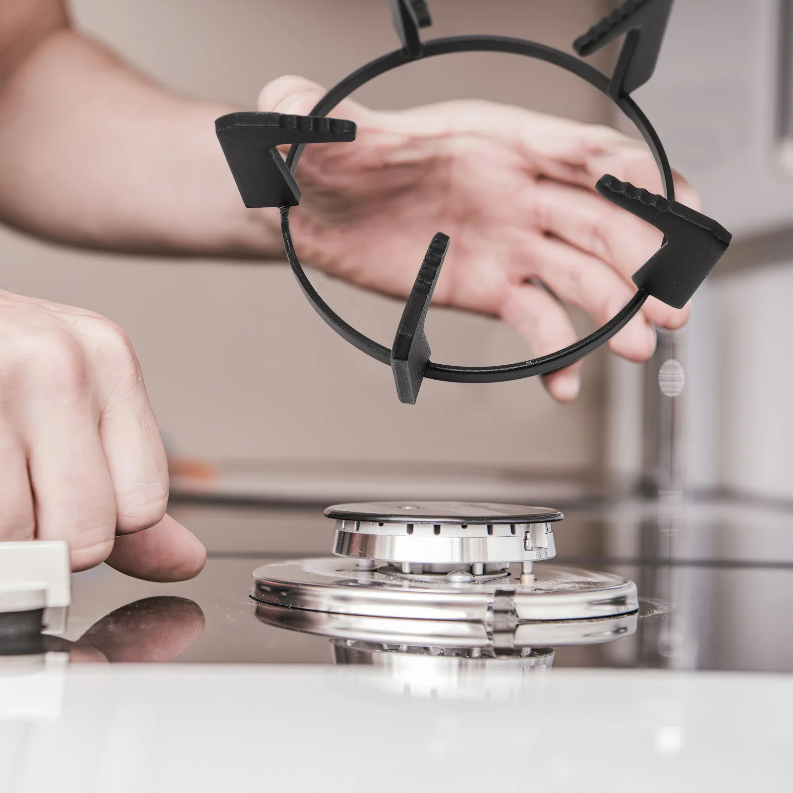 

Five-Foot Cast Iron Gas Stove Bracket Robust Pot Stand Even Heat Distribution for Stove Grill Barbecue Cooktop Grate Utility