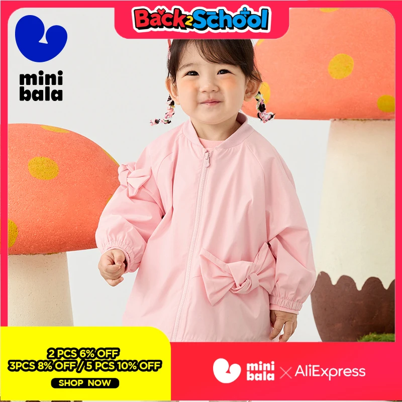 

Верхняя одежда для девочек Mini Bala, новинка 2023 года, весенняя милая и стильная ветрозащитная одежда для прогулок на свежем воздухе, повседневная одежда