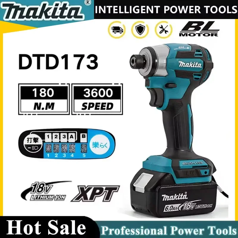 

Бесщеточный электрический шуруповерт Makita DTD173 для авторемонта, ударный шуруповерт с крутящим моментом 220 Н·м, электроинструмент для Makita 18В