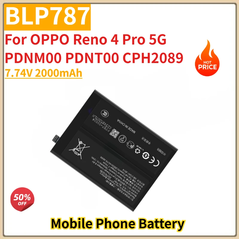 

High Quality BLP787 Phone Battery 7.74V 2000mAh For OPPO Reno 4 Pro 5G PDNM00 PDNT00 CPH2089 Brand New Replacement Battery