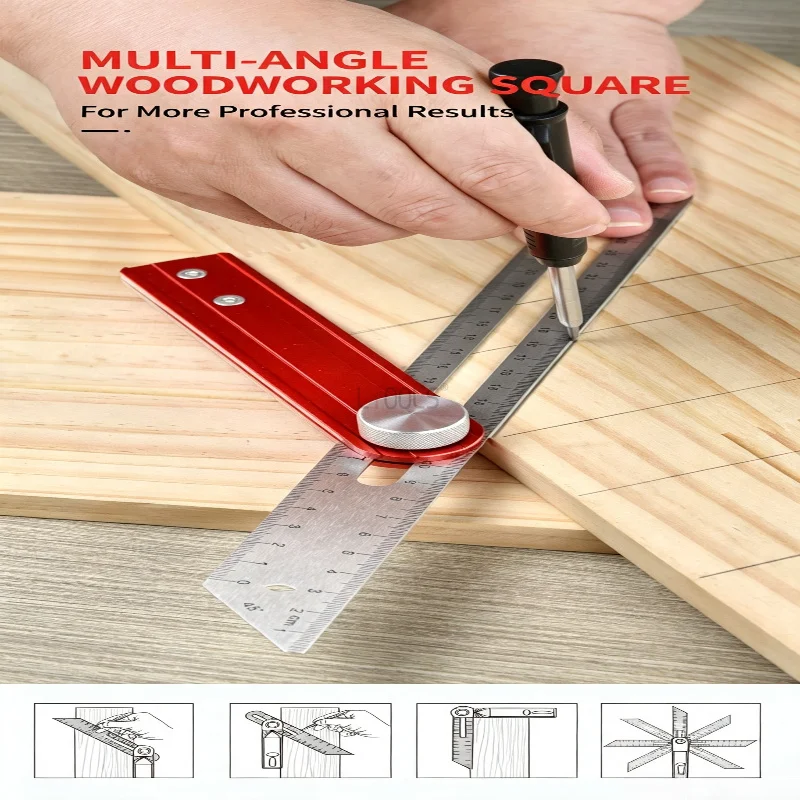 22/30cm Woodworking T Bevel Angle Ruler Aluminum Alloy Adjustable Marking Gauge Multifunctional Combination Miter Measuring Tool