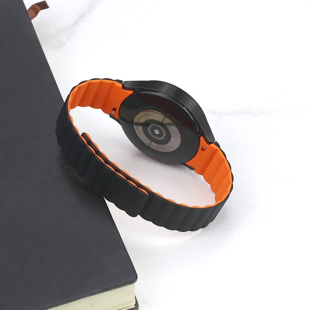 Galaxy Watch 4 5 6 и 40 мм 44 мм 42 мм 46 мм, 20 мм Силиконовый магнитный ремешок для часов Samsung Galaxy Watch 4 5 6 Классический ремешок без зазоров