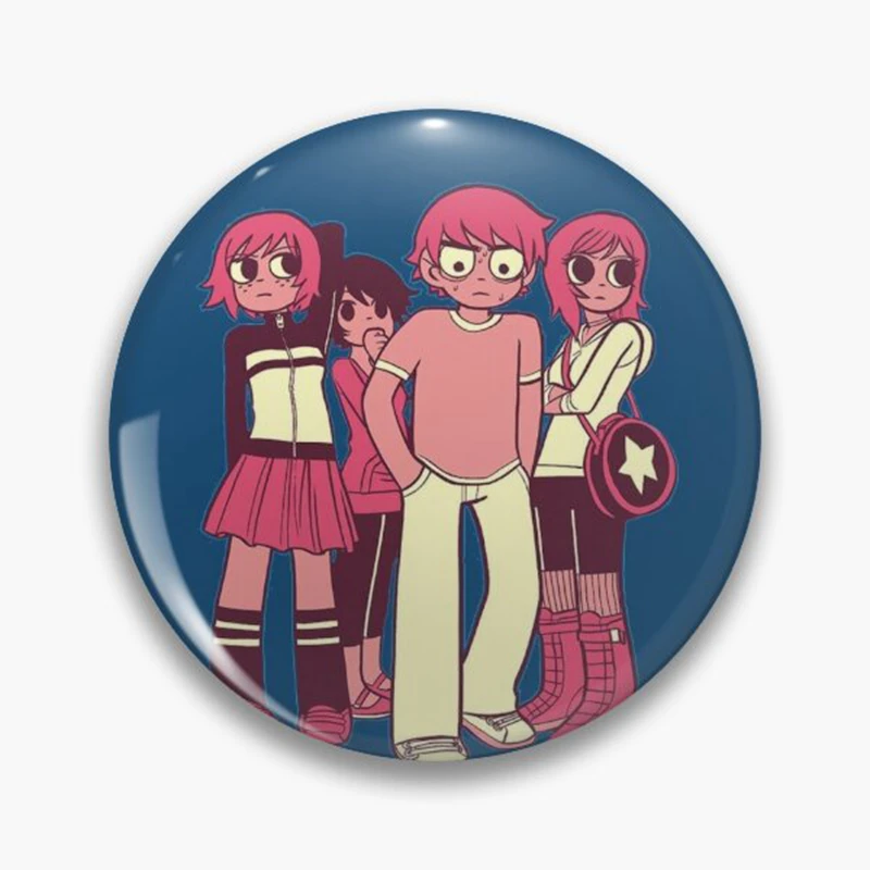 58mm Cartoon Scott Pilgrim Ramona Anime Button Pin Badge Funny Myself in Scott Style Brooch Backpack Accessories Friends Gift