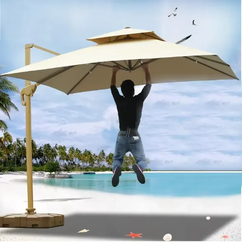 Outdoor Aluminum 10ft Cantilever Umbrellas Square Hanging Offset Parasols for Garden Patio Commercial Foldable Hotels