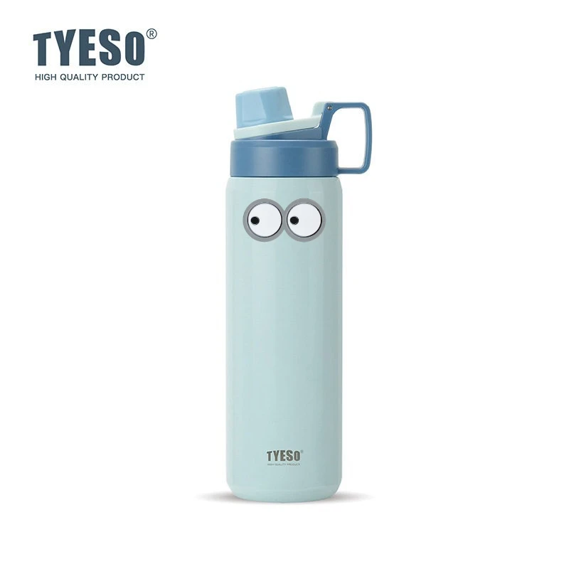 Tyeso 900ml Big Vacuum Flasks Water Bottle Insulated Leak-Proof Fitness Flask for Outdoor Workouts Portable Travel With Cute Eye