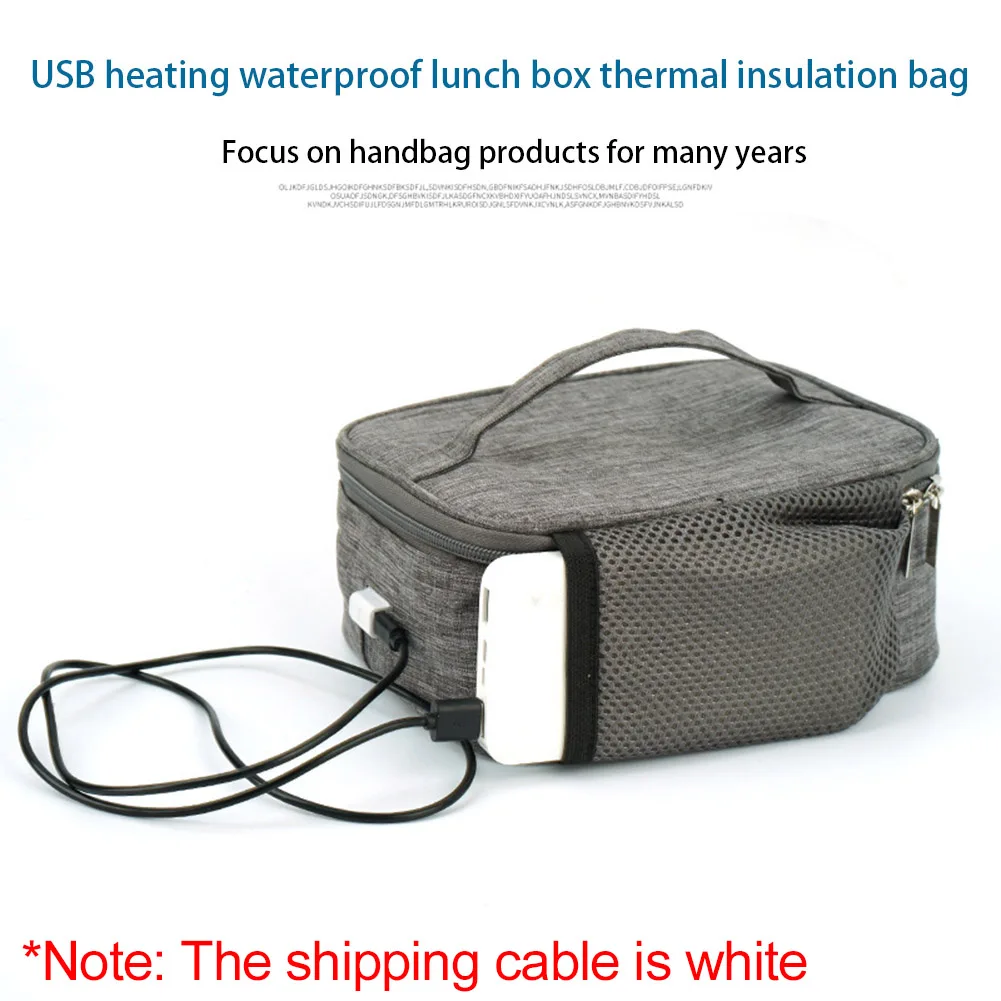 

USB Heating Lunch Box Bag Electric Lunch Bag Oxford Cloth Electric Food Heater Waterproof Large Capacity for Camping Picnic