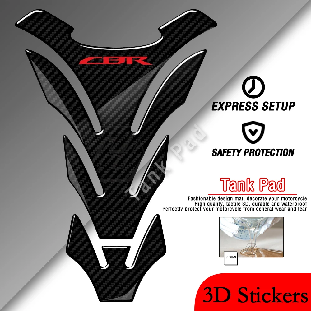 

Подходит для Honda CBR600RR CBR400RR CBR1000RR CBR1100XX3D, смола, углеродное волокно, внешний вид, накладка на топливный бак, наклейка против царапин