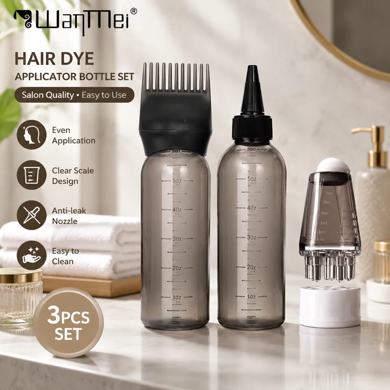Peigne professionnel pour racines de cheveux, applicateur d'huile essentielle, bouteille de shampoing pour coloration, Massage du cuir chevelu doux, ensemble de peignes liquides, 3 pièces
