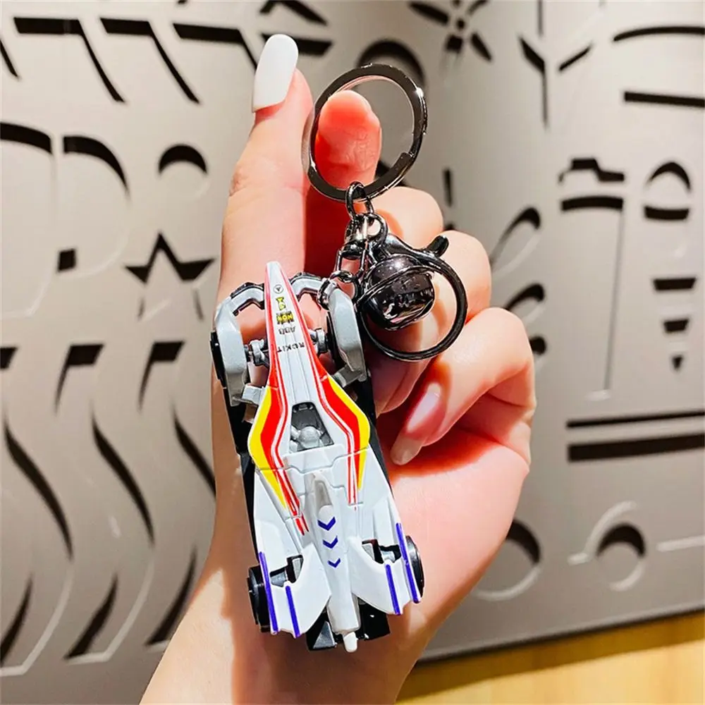 Cartoon Alloy F1 Racing Car Model Keychain Boys and Girls Schoolbag Pendant Key Chain Ring Couple Keyring Small Gift for Kids