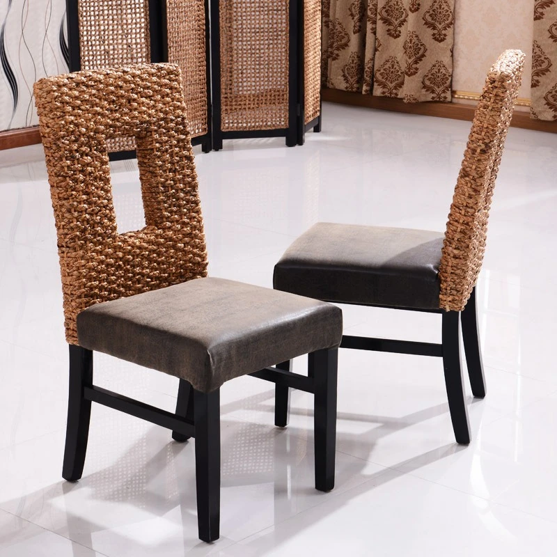 New Chinese Style Rattan Art Rattan Chair, Eco-Friendly Aquatic Plant Rattan Chair, Restaurant and Hotel Dining