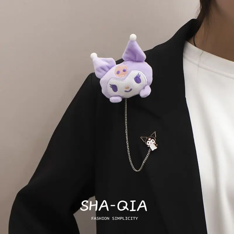 

Sanrio Cinnamoroll Kawaii Anime Plush Doll Brooch My Melody Figure Cute Cartoon Kuromi Bag Clothes Decoration Pendant Girls Toys