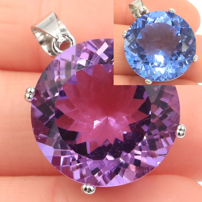 

8g Customized 925 SOLID STERLING SILVER PENDANT Round Citrine Changing Alexandrite Topaz Violet Tanzanite Peridot Zultanite Dail