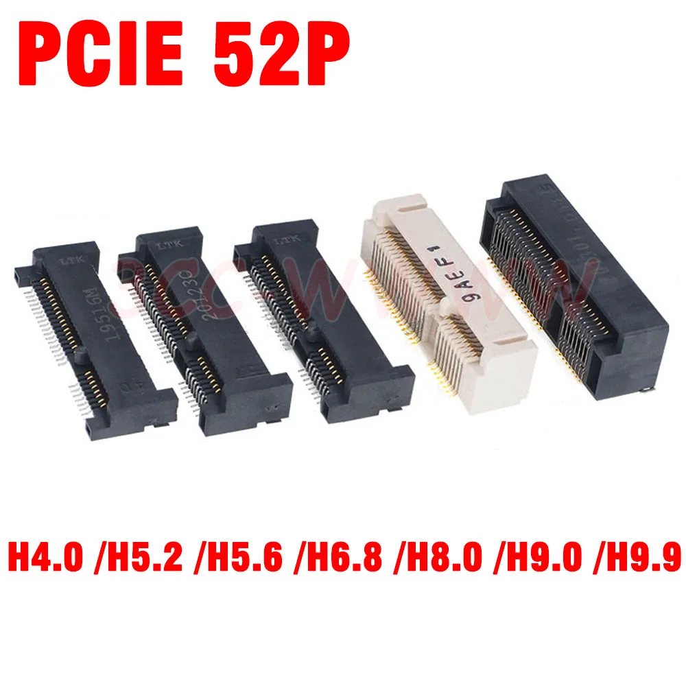 MINI PCIE Msata Connector PCI-E Socket Slot 52Pin Card Holder H4.0MM H5.2 H5.6 H6.8 H-8 H9.0 For Notebook Mini PCIE 52P SMT SSD