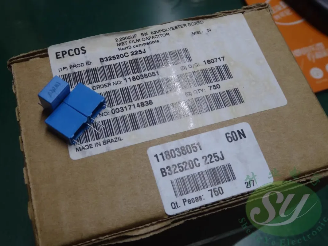 

5PCS EPCOS 2.2uf/63v 2u2 225 5% New 7.5MM thin film capacitor B32520C225J