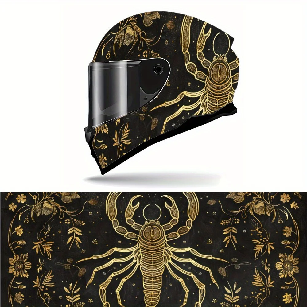 

Black Gold Scorpion Shadow PVC Motorcycle Helmet Vinyl Wrap, Self-Adhesive Waterproof Sticker, Anti-Scratch Decorative Film for