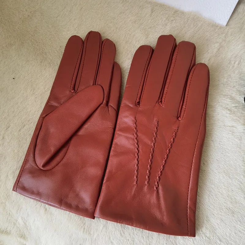 

Genuine Sheepskin Leather Gloves Men's Wool Lining Touchscreen Outdoor Cycling Driving Motorcycle Gloves spring and autumn