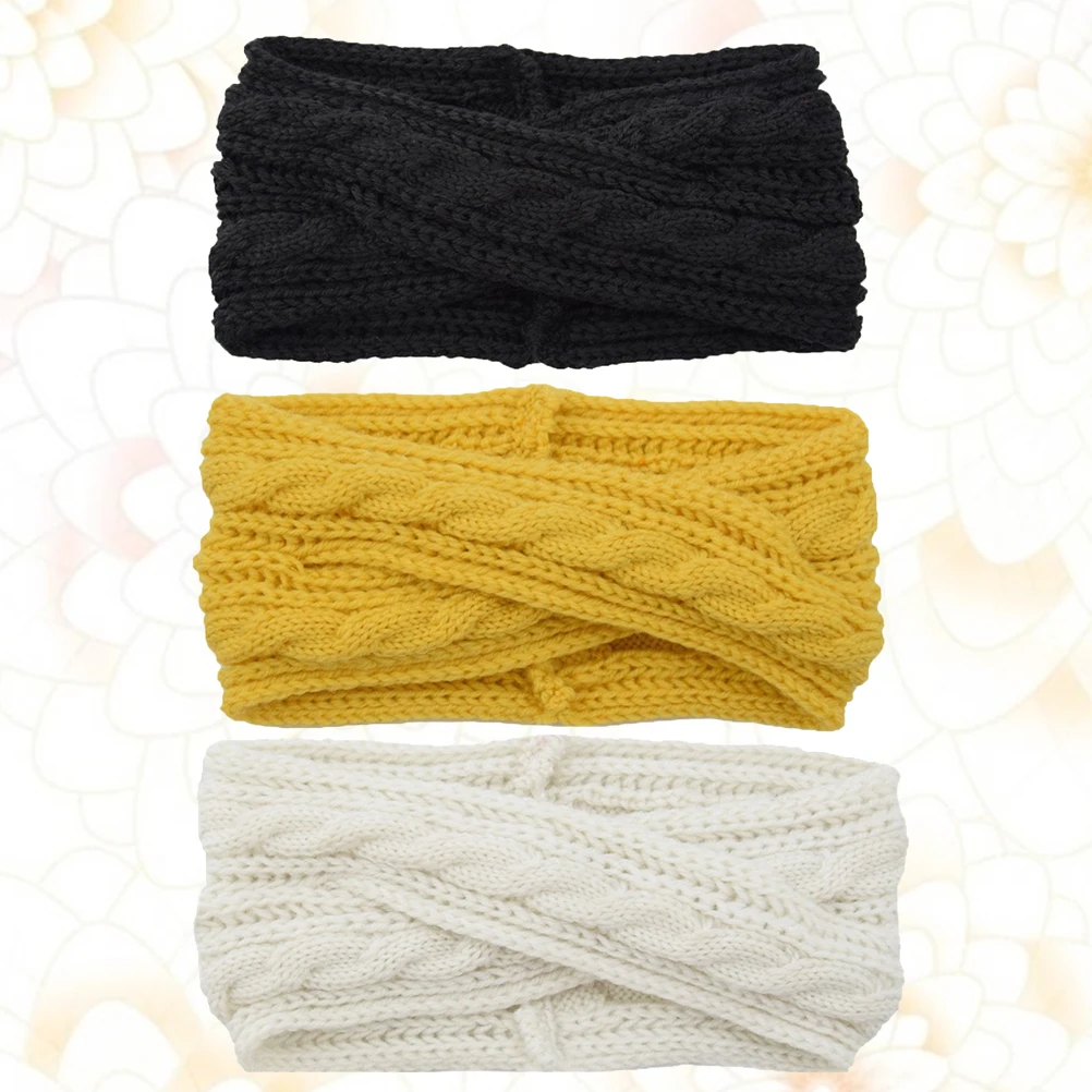 

3Pcs Breathable Comfortable Headbands for Women Elastic Winter Accessories Black White Yellow Hairbands for Women