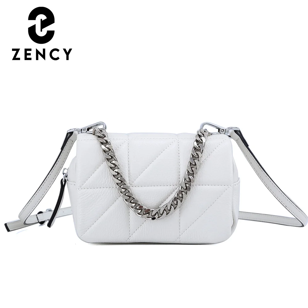 

Zency New Summer Luxury Genuine Leather Chain Women's Handbag Diamond Shoulder Bag For Ladies Fashion Crossbody Simple Flap