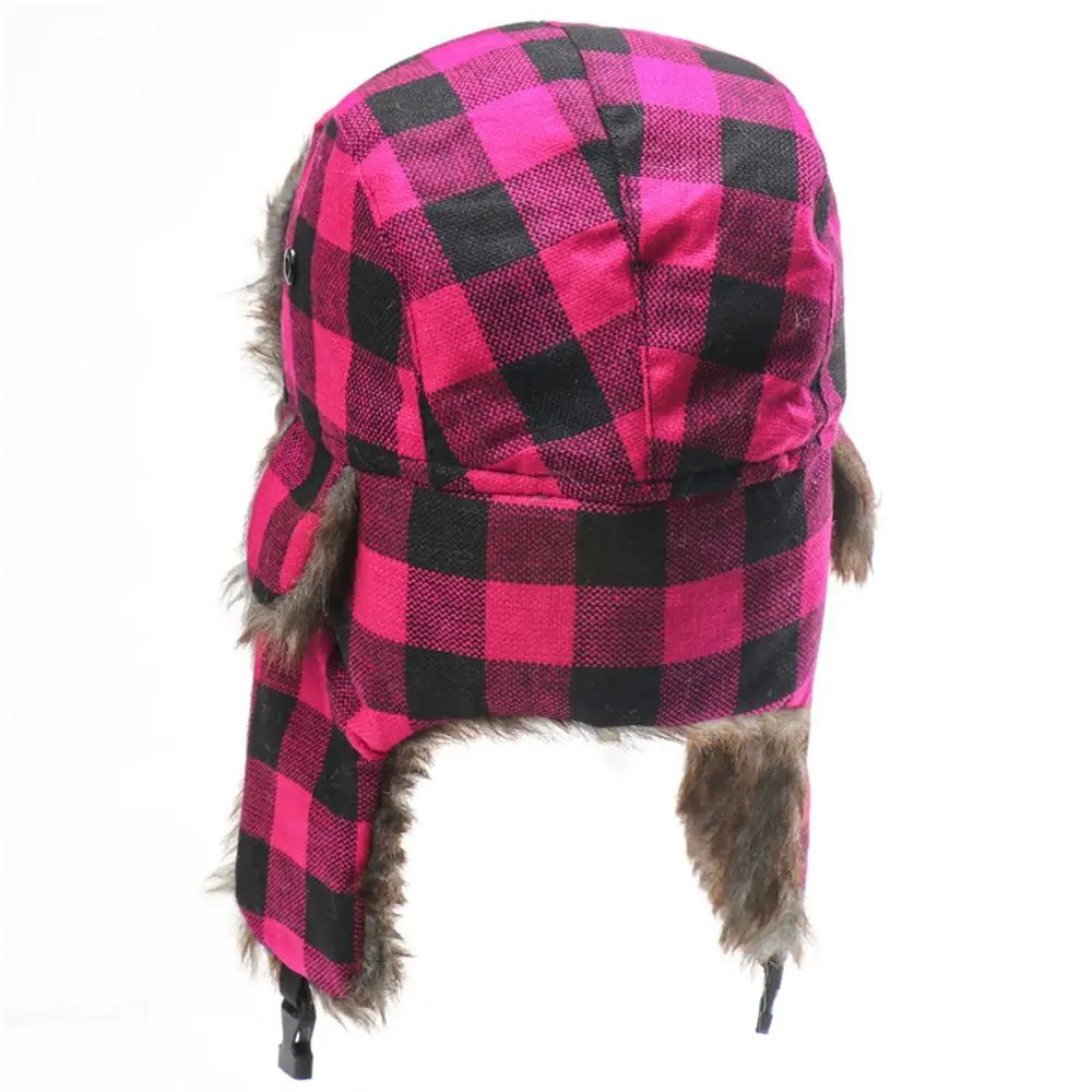 Winter Thicken Driving Russian Plaid Windbreak Trapper Pilot Caps Korean Beanies Hats Men Hats Earmuff Hats Earflap Caps