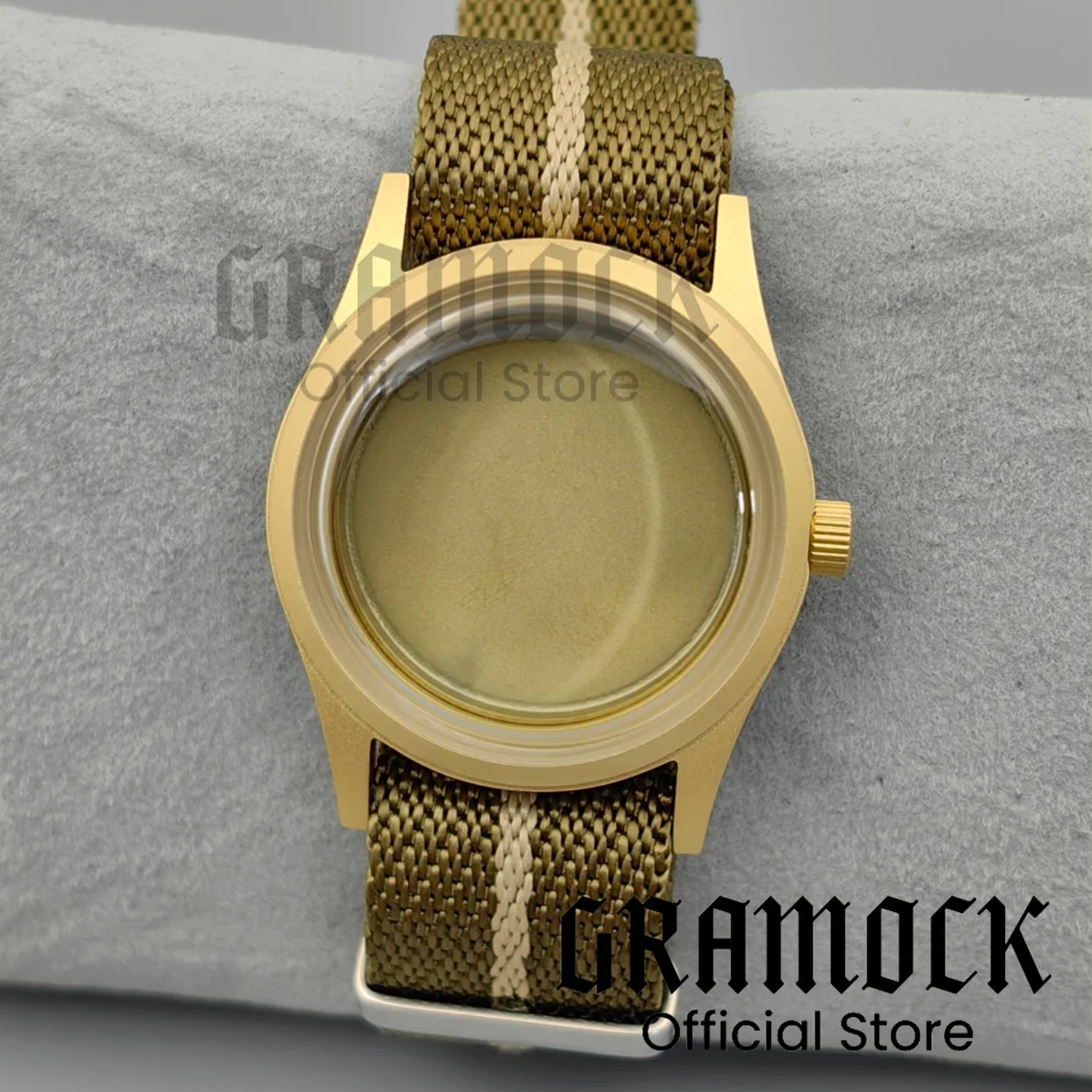 GRAMOCK 39mm Cassa per orologio per NH34 NH35 NH38 ETA2824 PT5000 Orologio da uomo in acciaio sabbiato con cinturino in nylon da immersione a cupola K1 Scatola per orologi in vetro