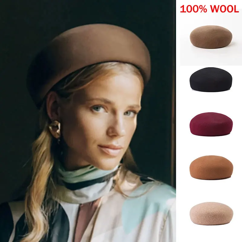 

Берет из 100% шерсти с фетром, женские береты с тыквой и хлебом, мужские и женские шляпы-таблетки художника, модная зимняя повседневная дизайнерская шляпа Fedora