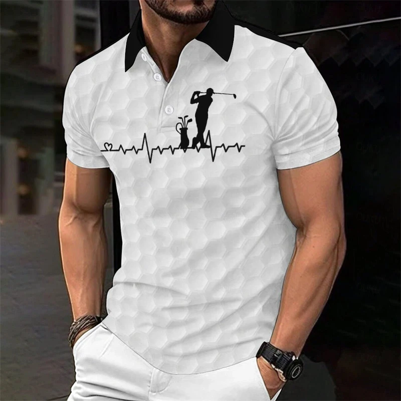 

Trendy Striped Pattern Golf Polo Shirts For Men Simple Fashion Short Sleeve 3D Printed Polo Shirt Casual Oversized Lapel Tops