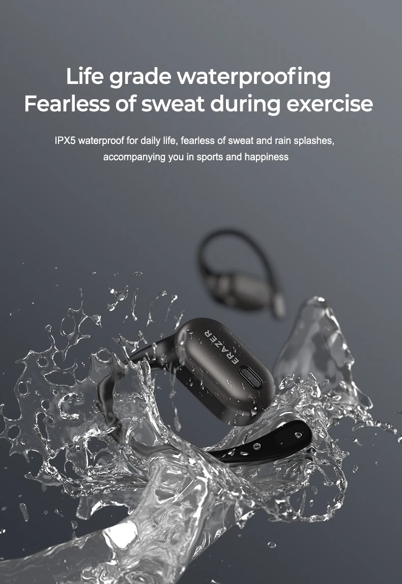 ERAZER XF38 Open-Ear Ear-Hook Kabellose Bluetooth-Ohrhörer OWS Air Conduction Kopfhörer ENC Geräuschunterdrückung HiFi Stereo IPX5 – Detail 11