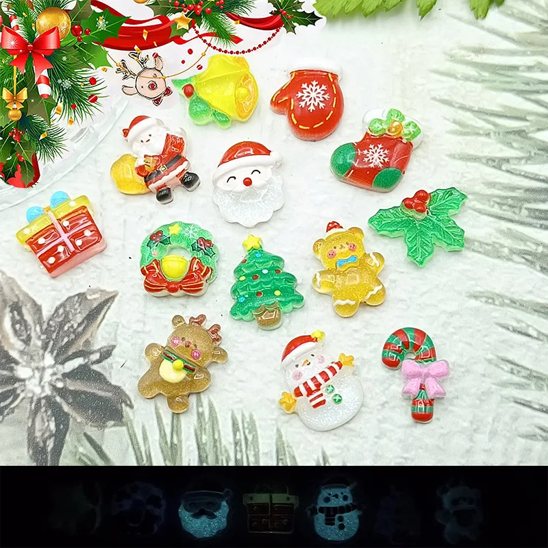 40PCS 3D Acrylic Cartoon Design Christmas Nail Art Decoration Charms Kawaii Accessories For Manicure Nails Supplies Products 6
