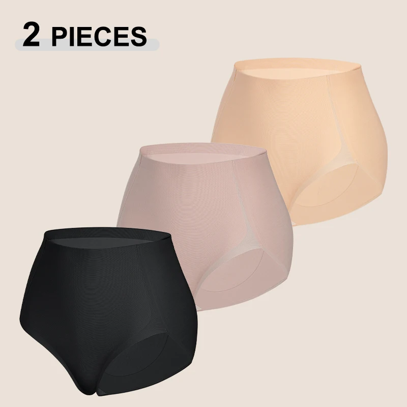 2Pcs/Set Plus Size Tummy Control Panties For Women Traceless Elastic Hip Butt Lifter Shapewear Female Trainer Body Shaper S-3XL