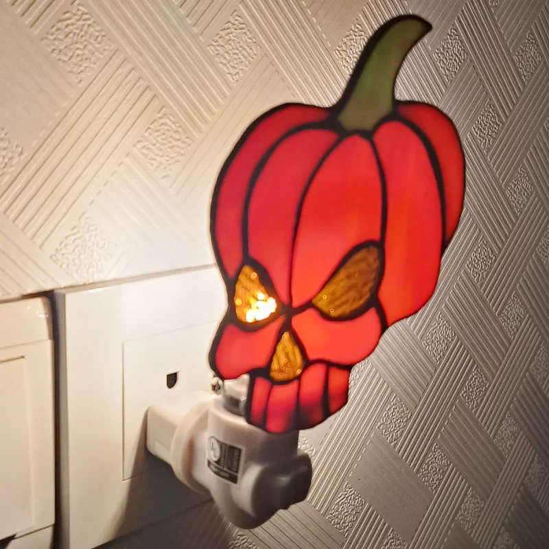 Nice Children's Room Staircase Night Lights Creative Colored Glass Halloween Pumpkin Decorative Lamps