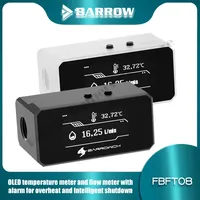 BARROWCH FBFT08,OLED Digital Display Water Thermometer,Intellect Monitoring Alarm Flow Meter Custom Liquid