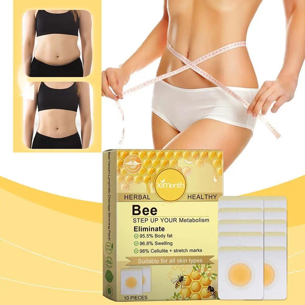 

10pcs Bee Lymphatic Drainage Slimming Patch Weight Loss Belly Fat Burning Lifting Shaping Skin Care Lymphatic Detox