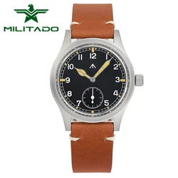 Militado V2 reloj militar D12, pulsera de acero inoxidable con movimiento de cuarzo, zafiro AR, 36mm, subsegundos, resistente al agua