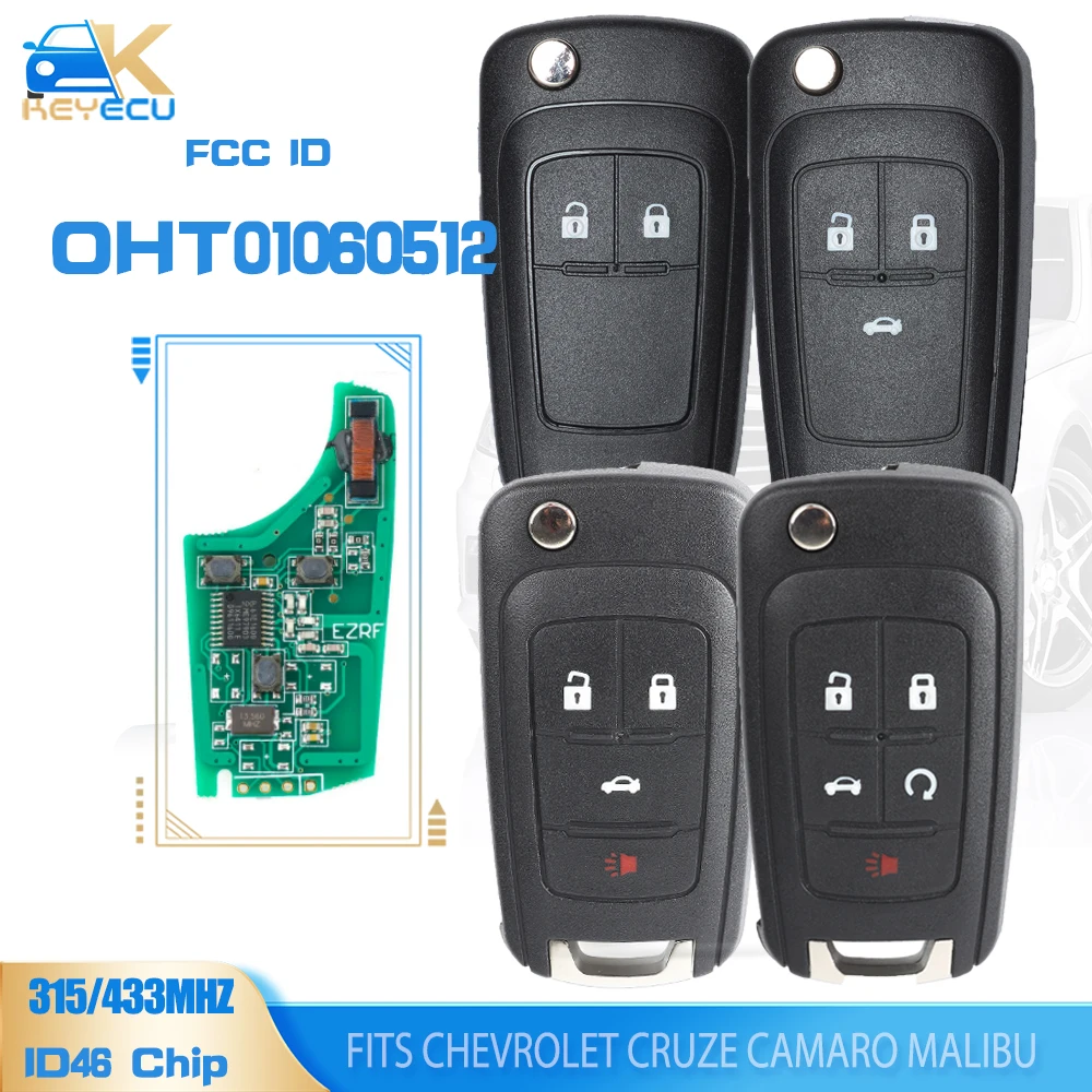 KEYECU OHT01060512 Remote Car Key 2B/3B//4B/5B Fob 5B 315MHz/433MHz ID46 for Chevrolet Cruze Camaro Malibu Sonic Opel GMC