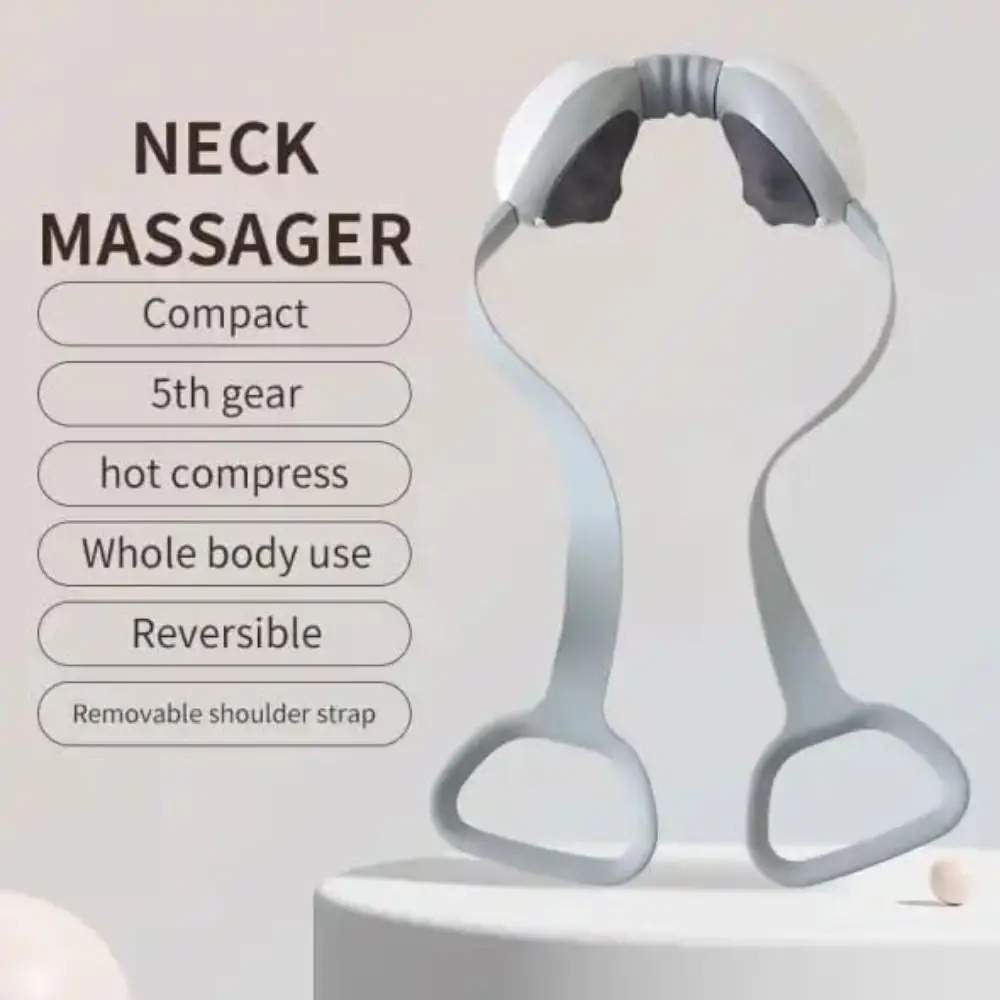 

Portable Cervical Massage Instrument 3 Heat Levels Warm Compress Shoulder Massage Tool with Handle 5 Modes Mini Neck Massager