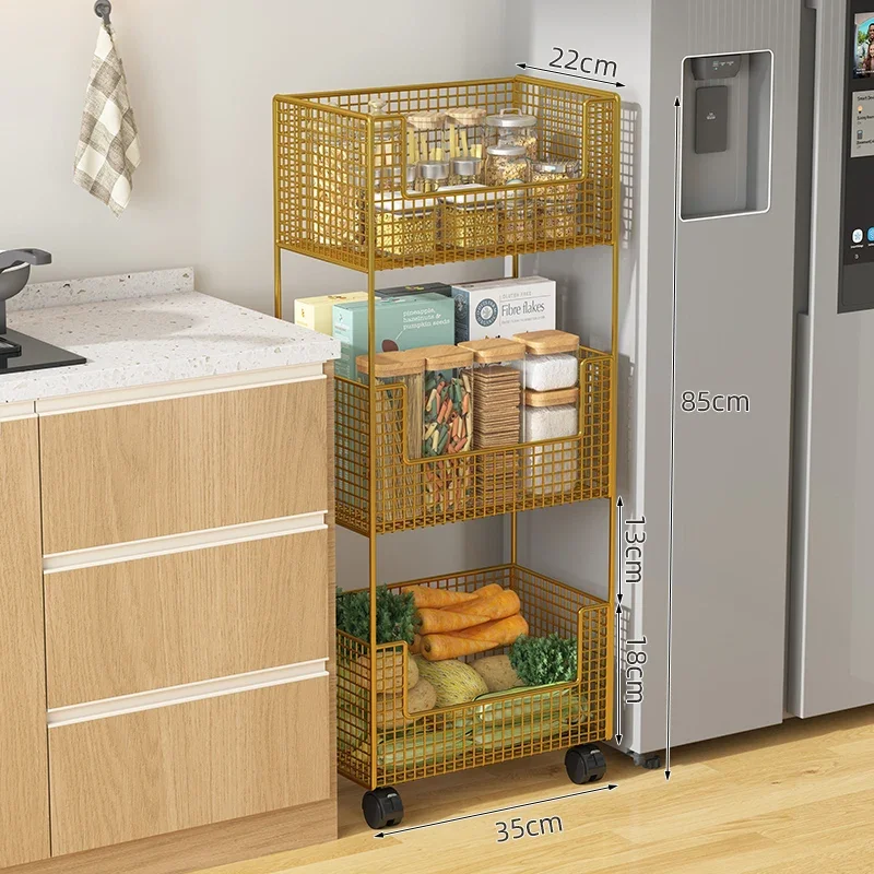 Kitchen Trolley Side Refrigerator Gap Storage Rack Cabinet Narrow Fruit and Vegetable Rack Multi Layer Floor Storage Shelf