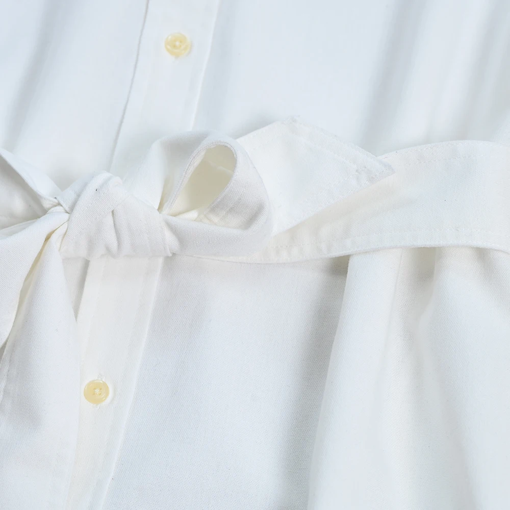 Sommer Neue Sle Lose Version Gesticktes Label Gürtel Krawatte Taille Baumwolle Damen irt Dr Hohe Taille A-Line Midi Dr