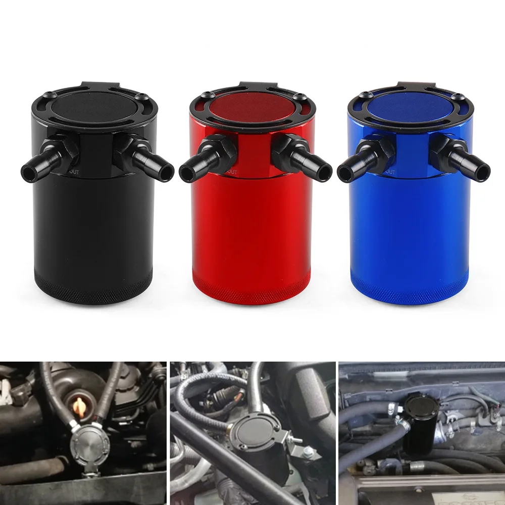 

Universal Oil Catch Can Compact Baffled 2-Port Aluminum Reservoir Oil Catch Tank Fuel Tank Parts Two hole breathable Kettle